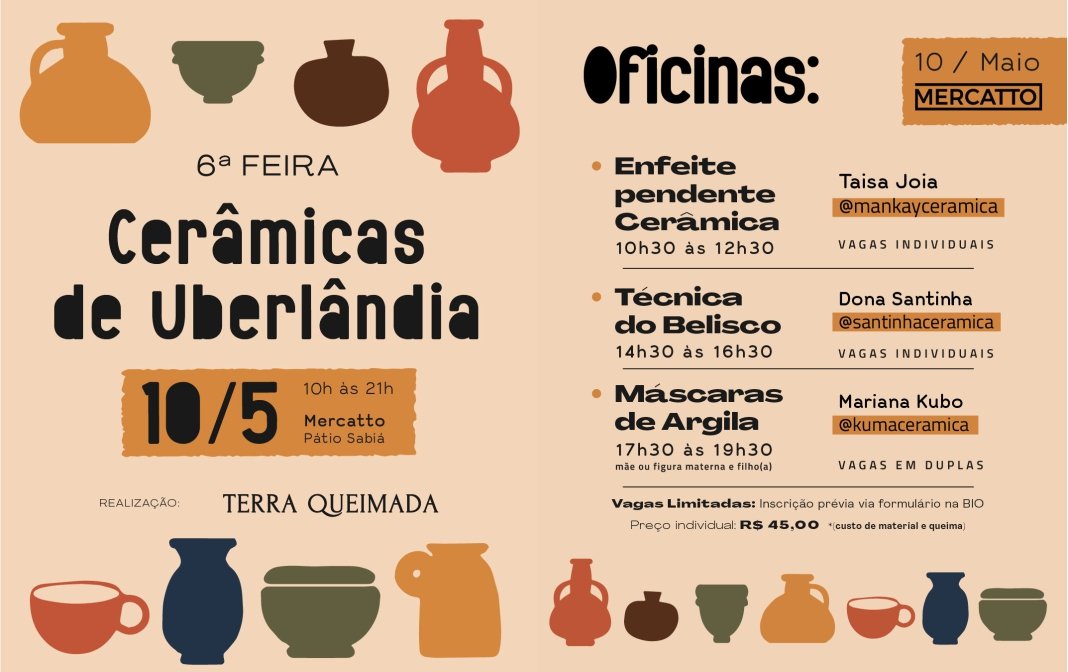 Pátio Sabiá recebe a 6ª Feira Cerâmicas de Uberlândia